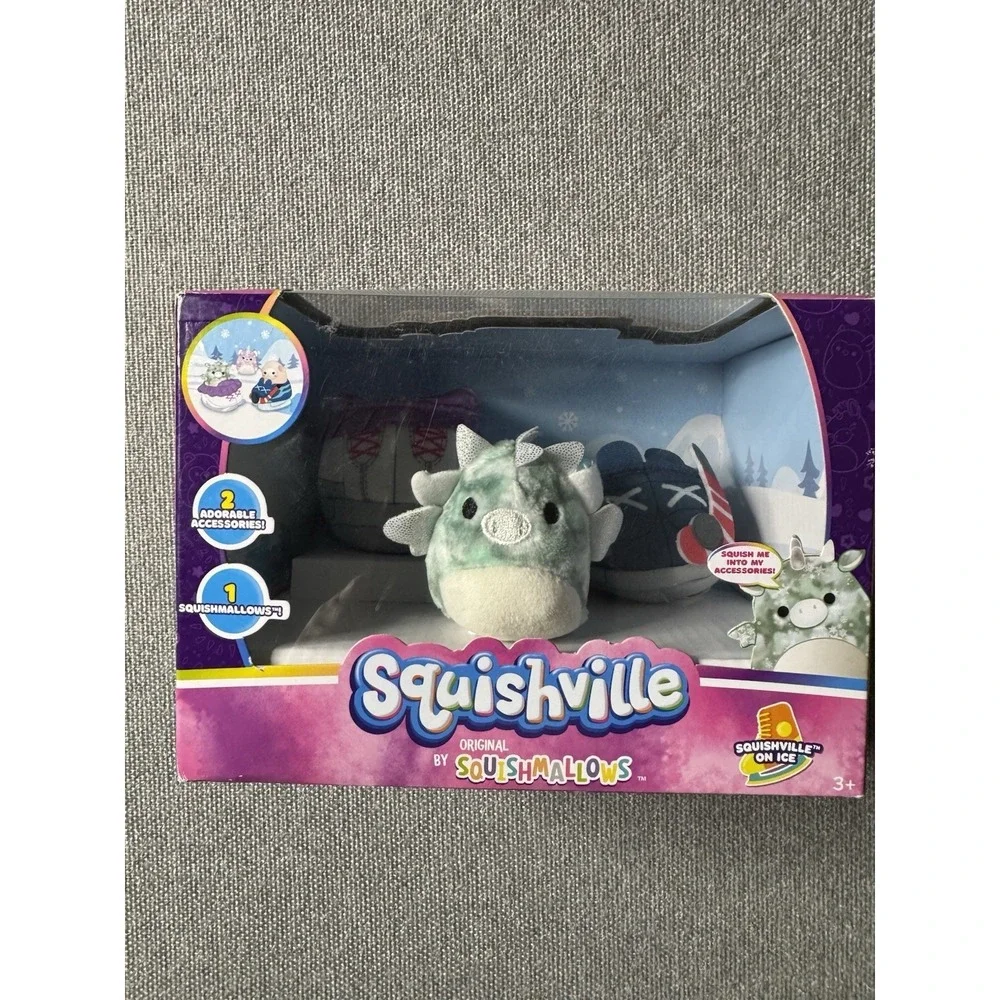 squishville squishmallow Mini Dragon With Accessories Sneakers And Snowshoes